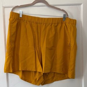 Madewell Plus Size 2X Mustard Yellow Chino Elastic Waistband Shorts NWT